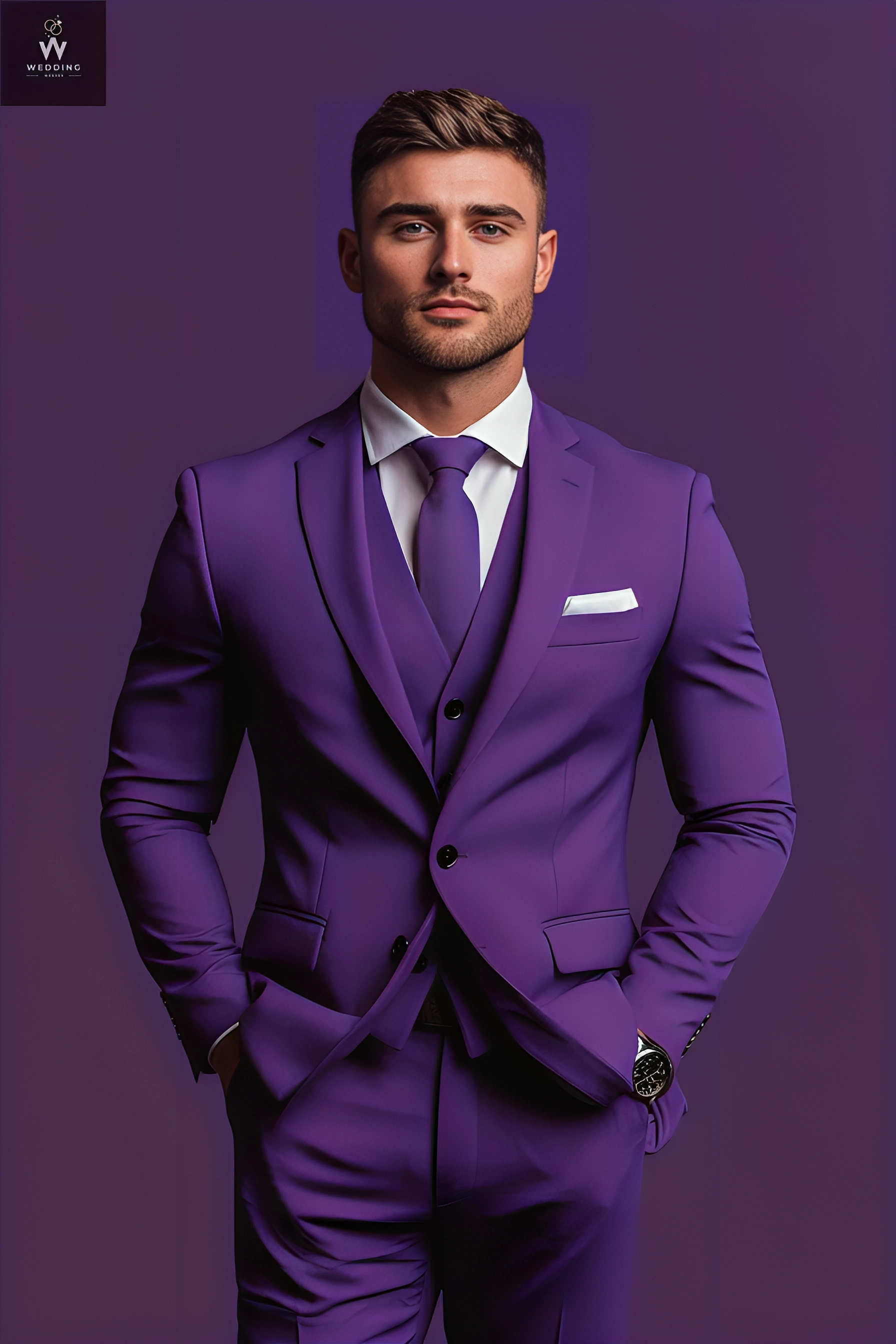 Purple three piece suit