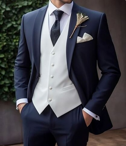 Men's Custom Royal Blue 3-Piece Wedding Suit - Bespoke Tailored Formal Wear