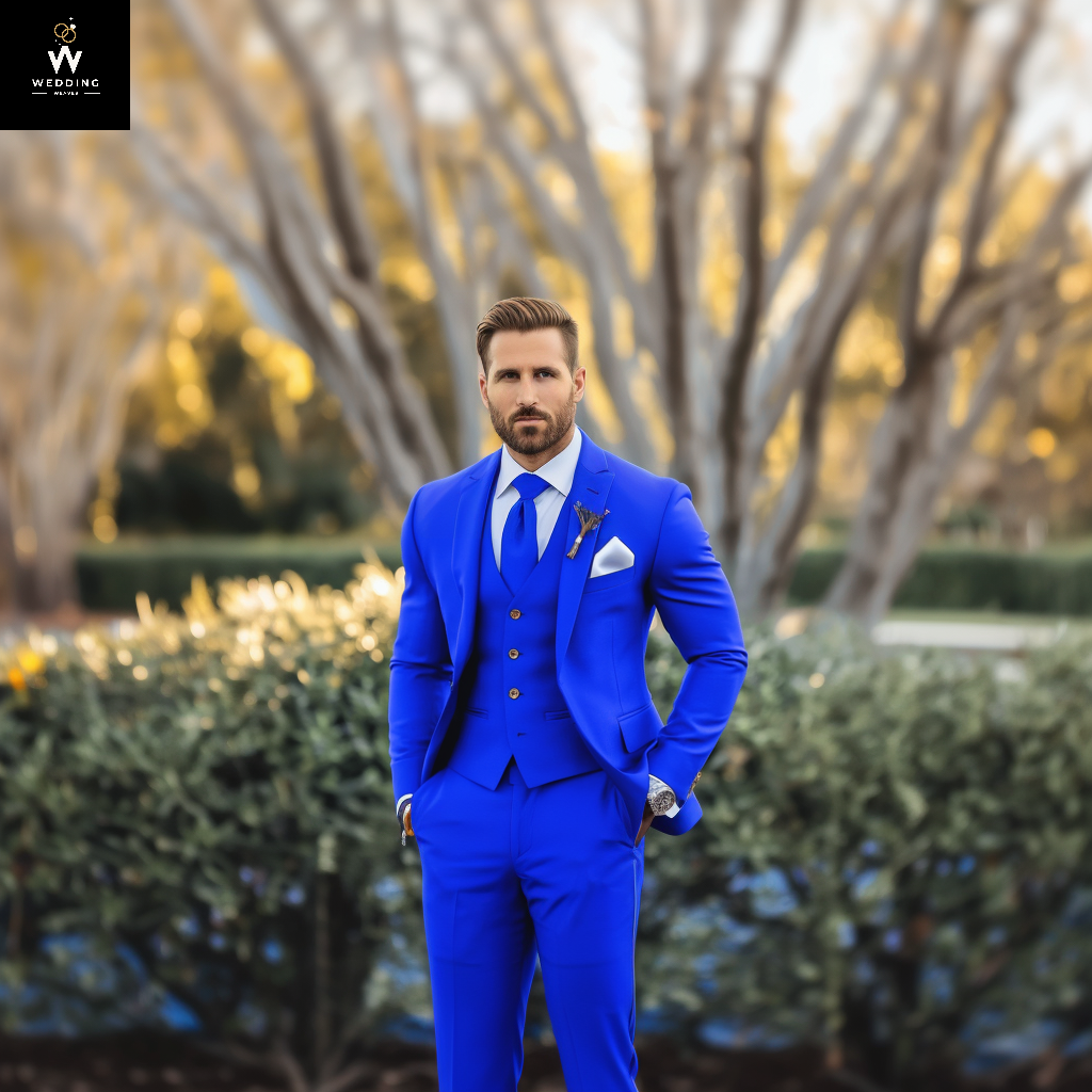 Men's 100% Merino Wool Royal Blue Three-Piece Suit – Perfect for Winter Wear, Casual Wear, and Groomsmen