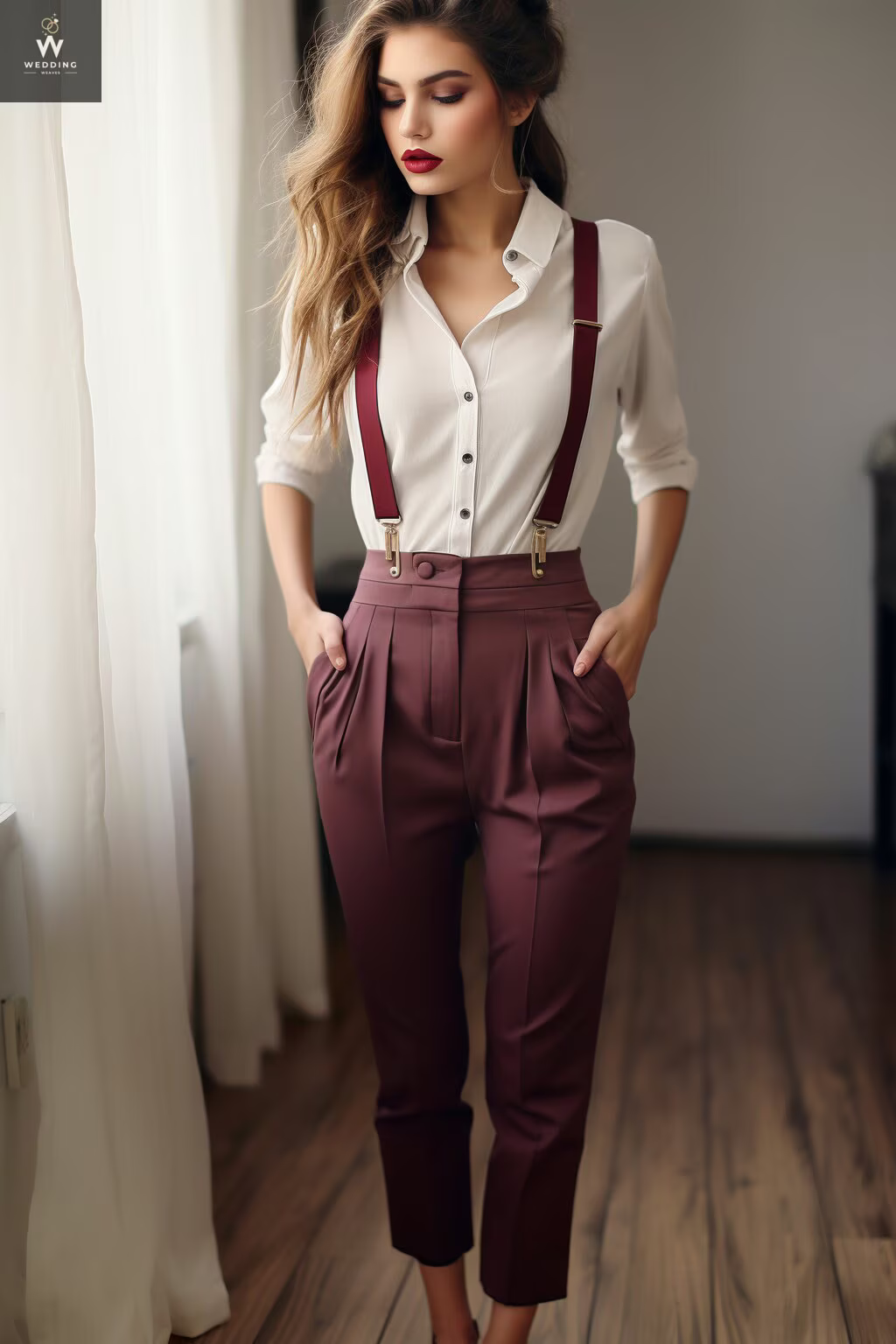 Burgundy trousers