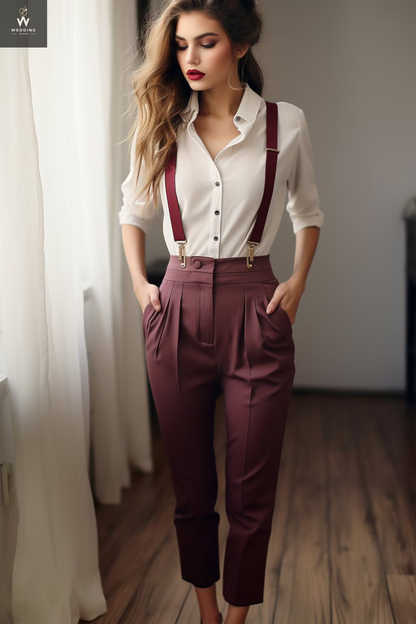 Burgundy trousers