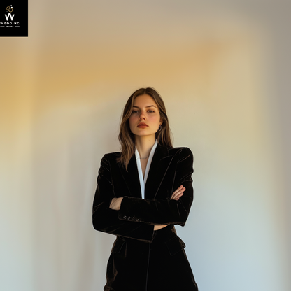 Women's Black Velvet Two-Piece Suit | Tailored Tuxedo & Business Attire