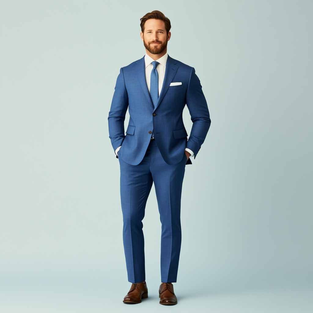 Blue two piece suit