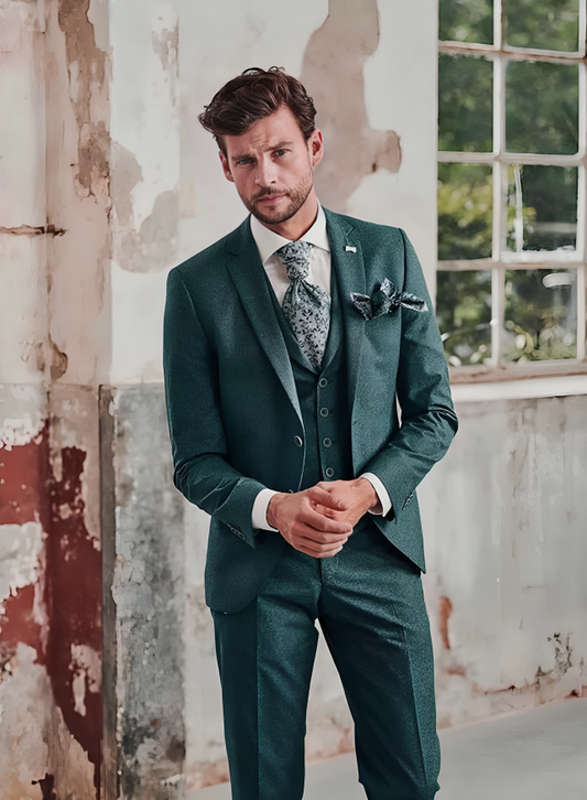 Green three piece suit