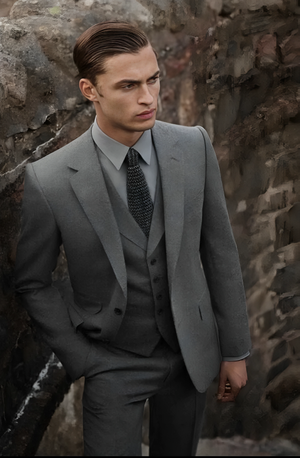 Grey three piece suit