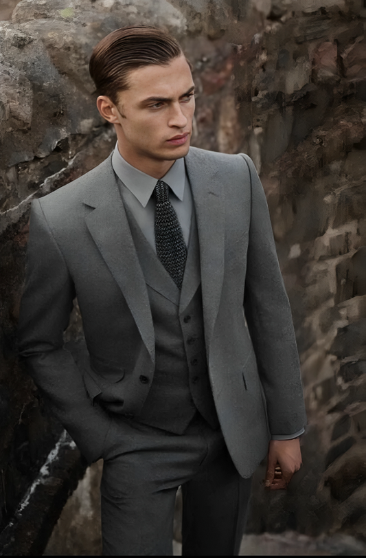 Grey three piece suit