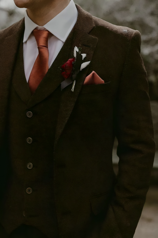 Brown tweed three piece suit