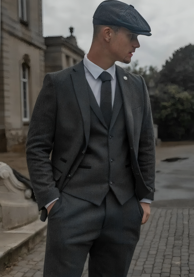 Grey three piece suit