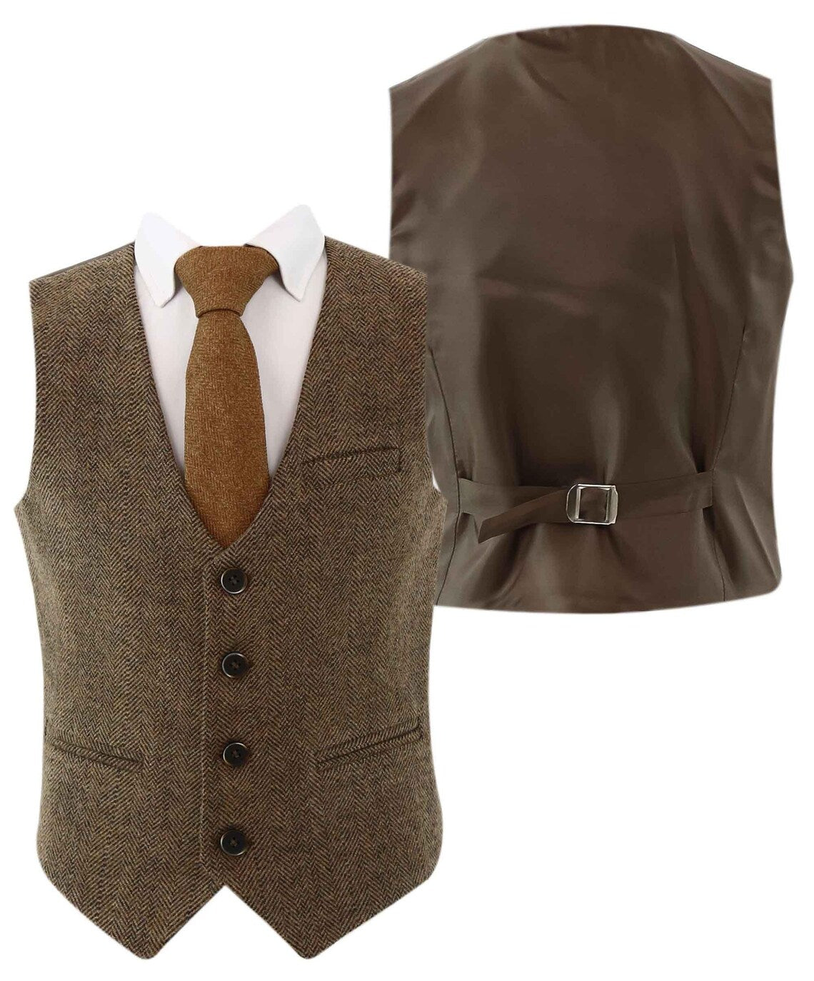 Men's Custom Brown Waistcoat – Tailored Wedding Vest for Groomsmen, Engagements and Special Gifts