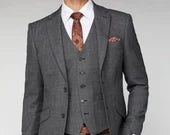 Three-Piece Grey Suit for Men - Vintage Grey Wedding Suit