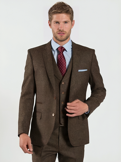 Brown wool three piece suit