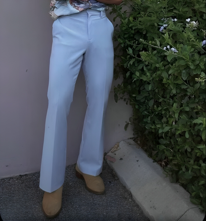 Men’s Sky Blue  Flare Pants - Stylish Bell Bottoms, Vintage Disco Trousers | Relaxed 70s Fit