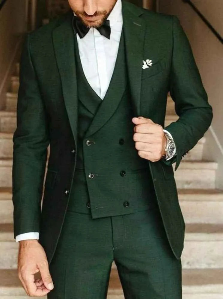 forest green three piece suit