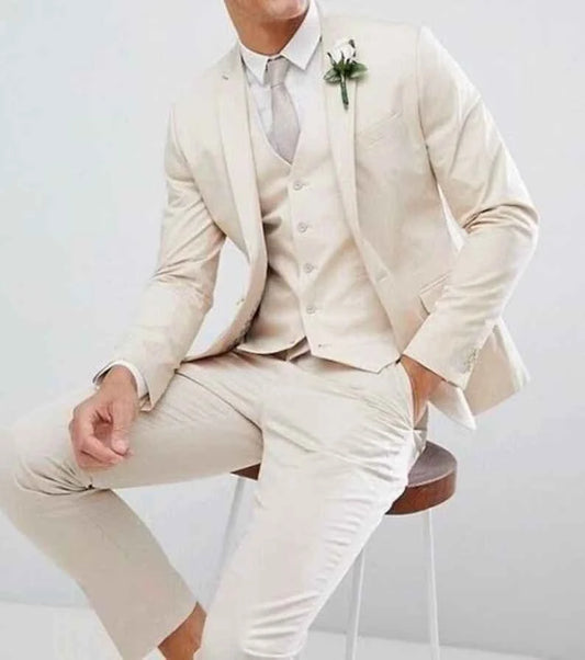 Cream three piece suit