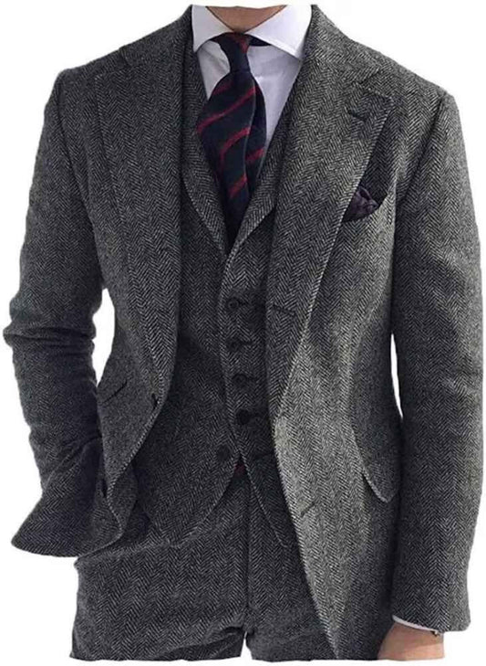 Herringbone three piece suit