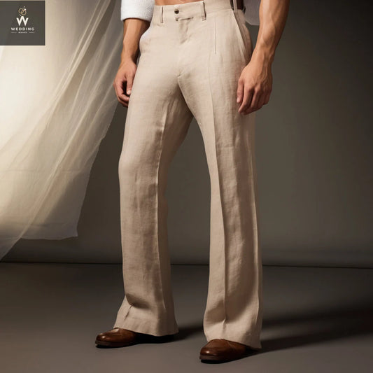 beige linen trousers