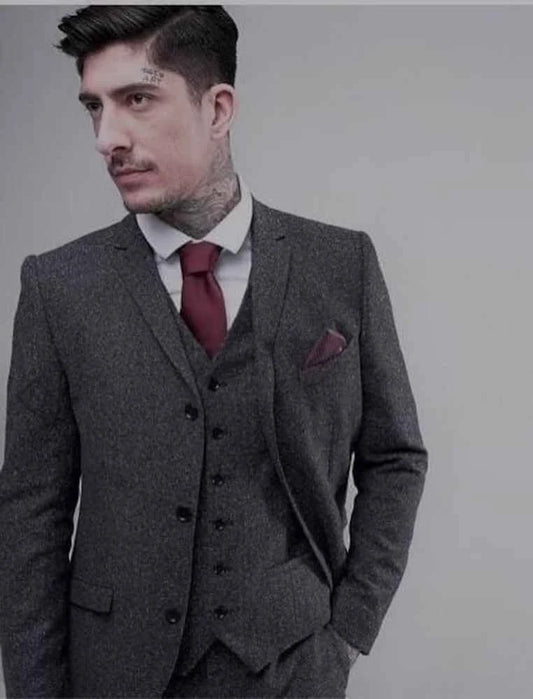 grey tweed suit