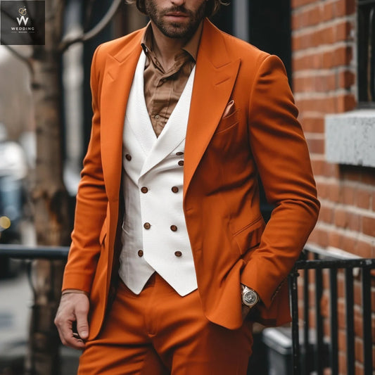 orange three piece suit