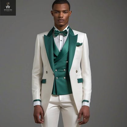 White and green three piece suit