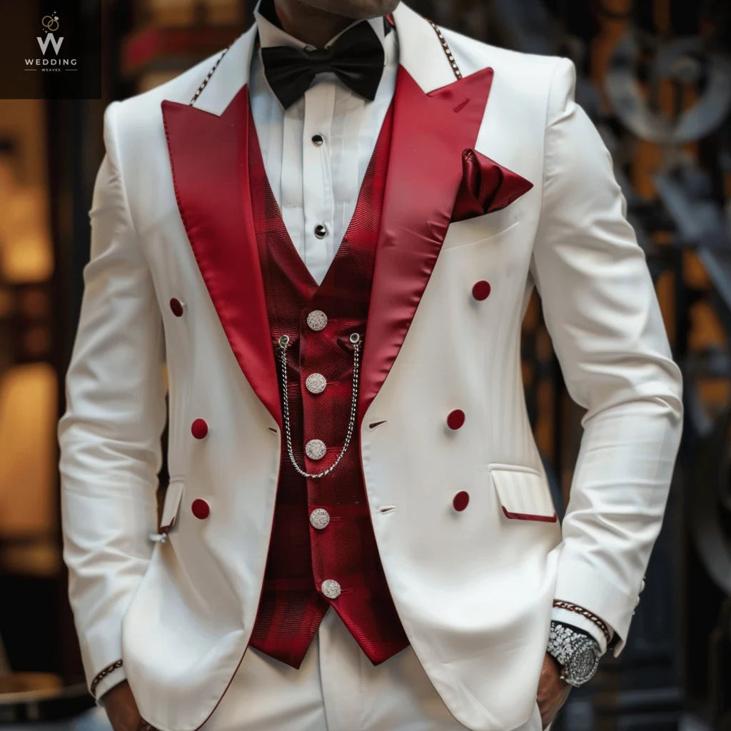 white and red tuxedo 