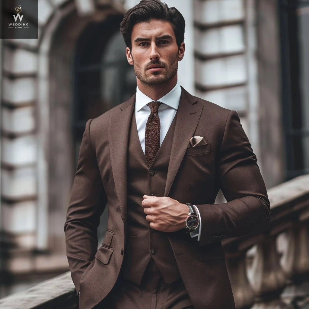 Brown three piece suit