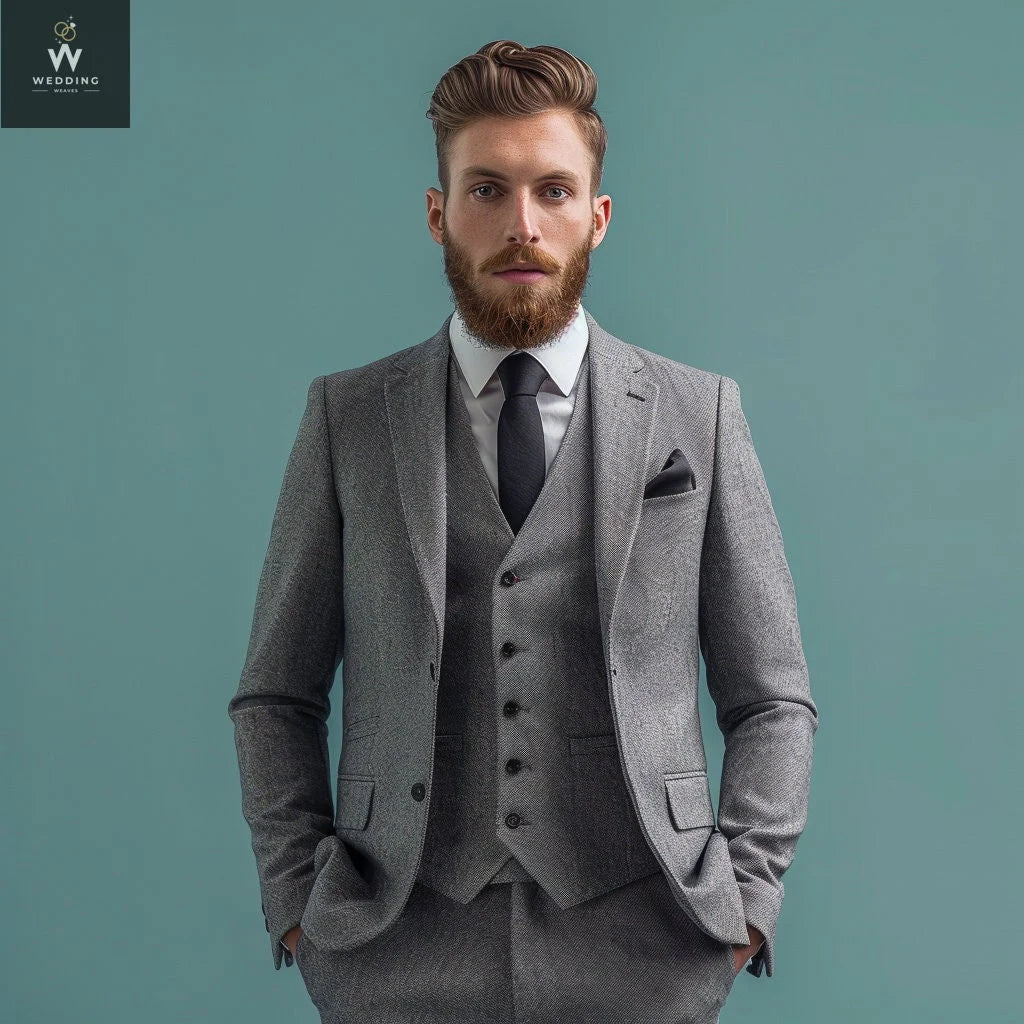 Grey three piece suit