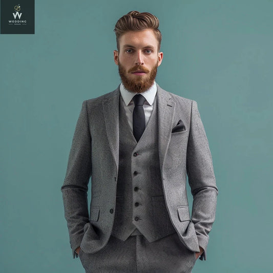 Grey three piece suit