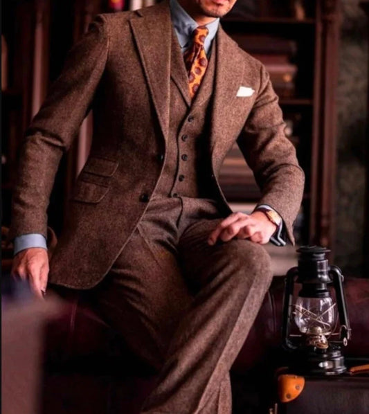 Brown three piece suit