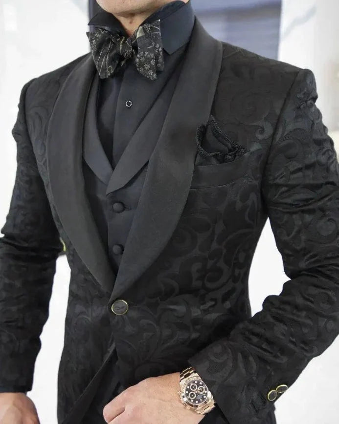 Jacquard three piece suit