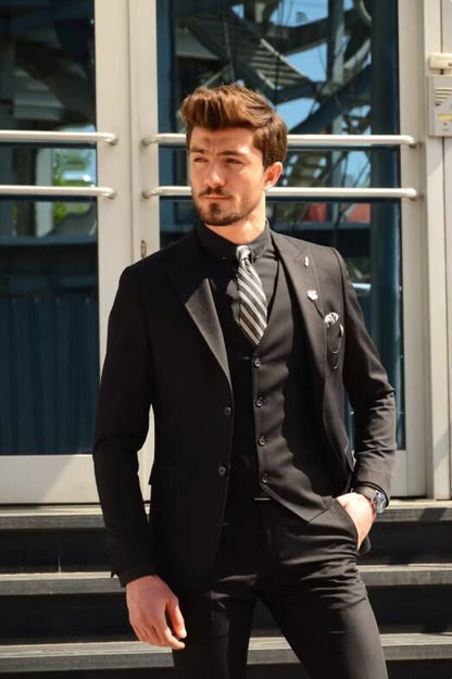 black three piece suit