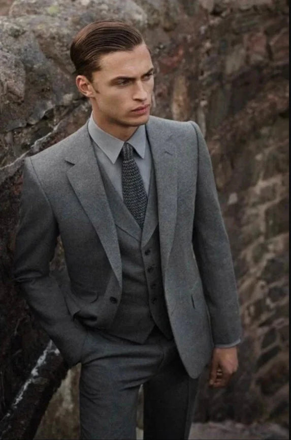 Grey three piece suit