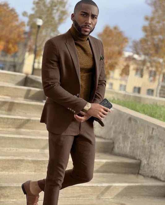 Brown two piece suit