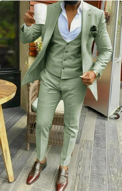 Sage green three piece suit