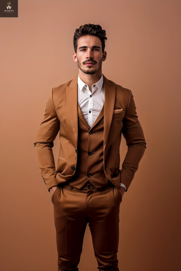 Tan three piece suit