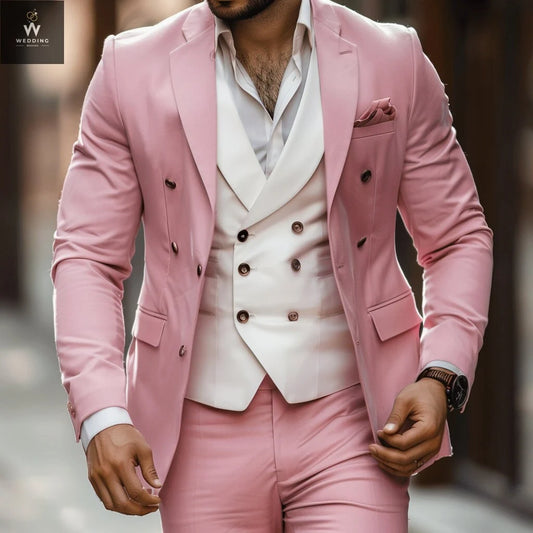 Pink three piece suit