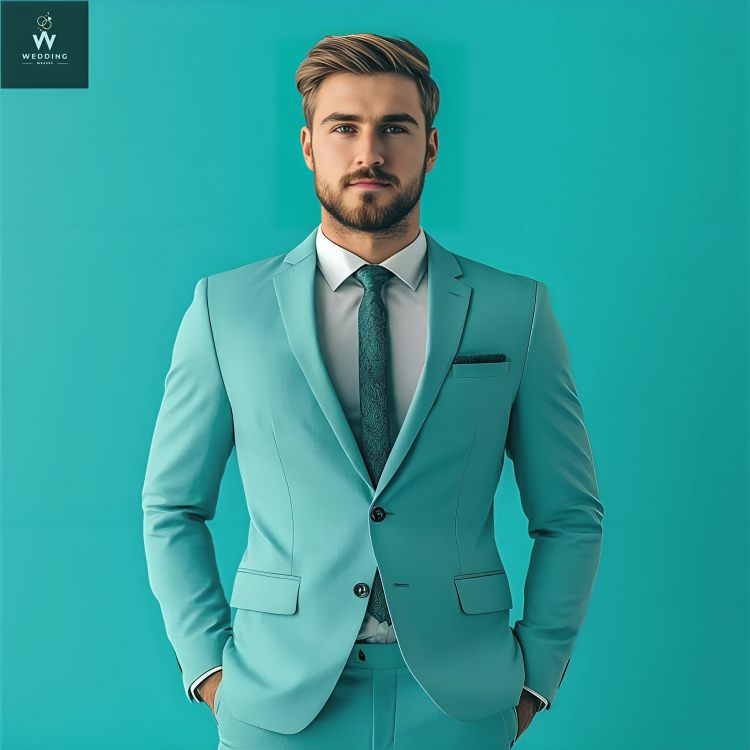 Sky blue two piece suit