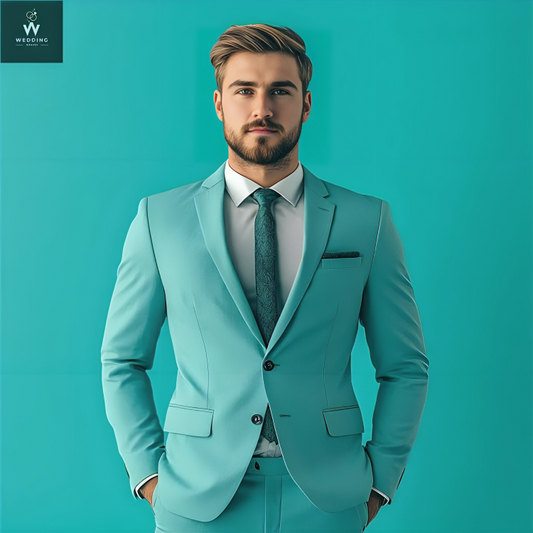 Sky blue two piece suit