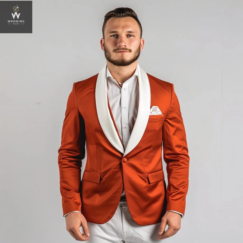 Rust and white two piece suit