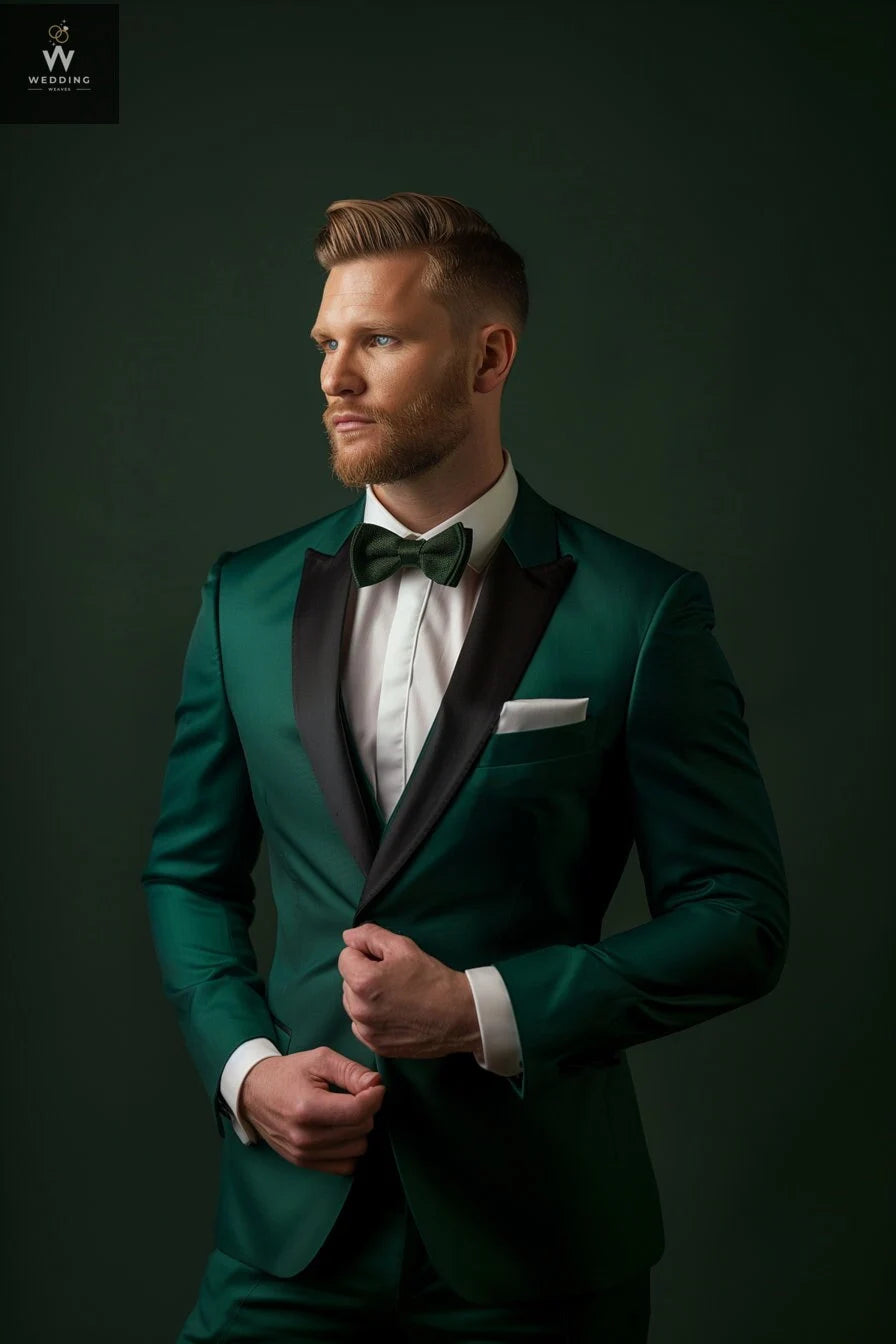 Green and black two piece suit