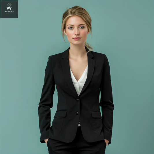 black two piece suit for women