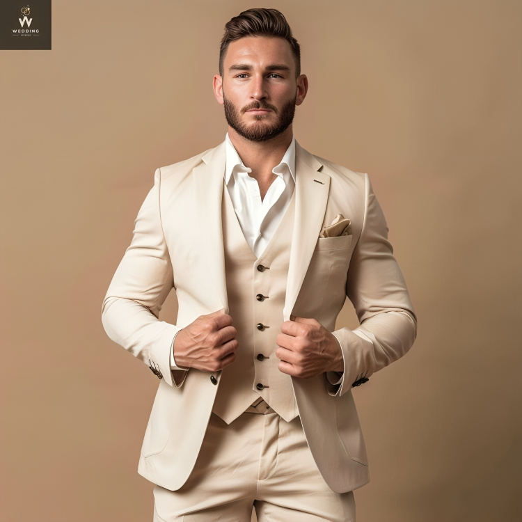 Cream three piece suit