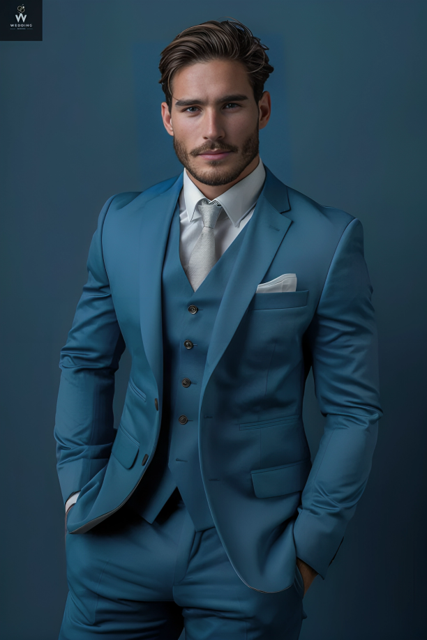 Teal three piece suit