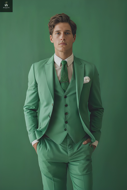 green three piece suit