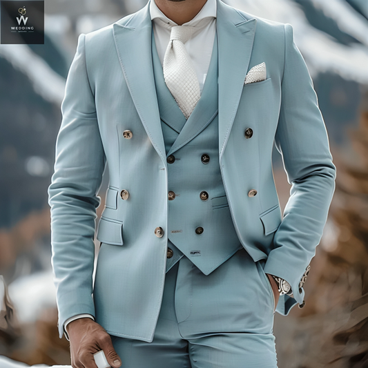 baby blue three piece suit