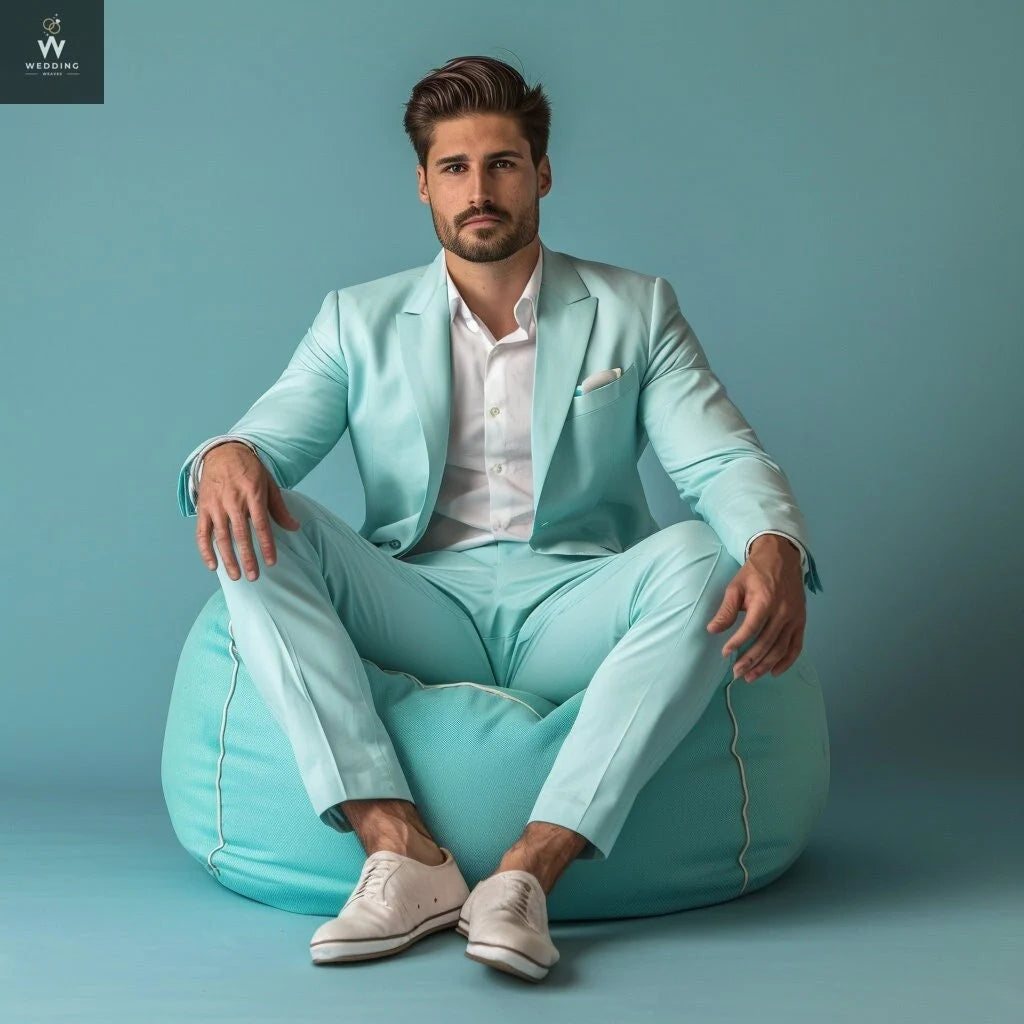 Sky blue two piece suit