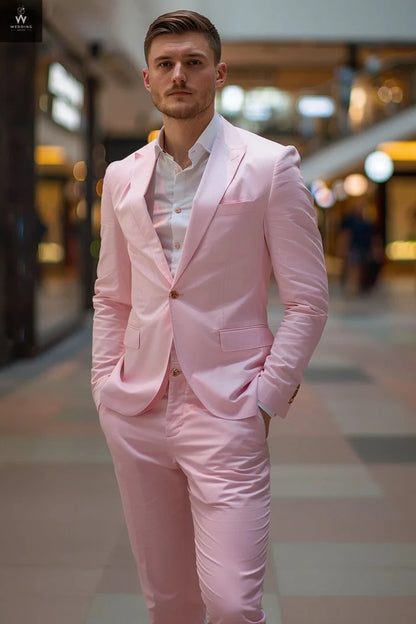 Men's Premium Pink Two-Piece Suit | Bespoke Wedding Suit for Men