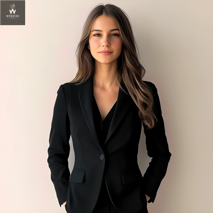 black two piece suit for women