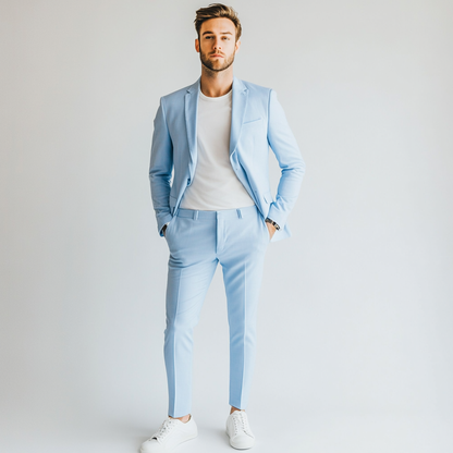 Baby blue two piece suit