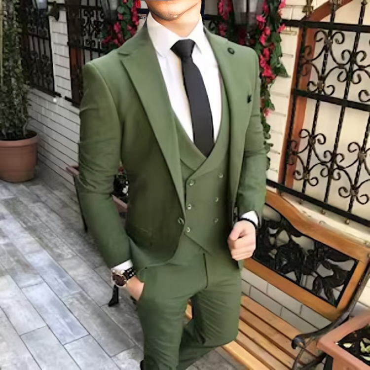 green three piece suit